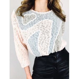 Vintage Abstract Motif Bouclé Knit Sweater | Size M/L